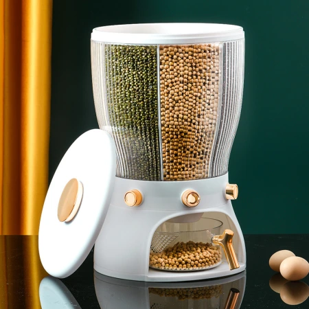 Rotatable grain bucket, gold-plated five-grain rice bucket, moisture-proof and insect-proof grain jar, household 4-compartment rice storage tank Rotatable grain bucket, gold-plated five-grain rice bucket, moisture-proof and insect-proof grain jar, household 4-compartment rice storage tank